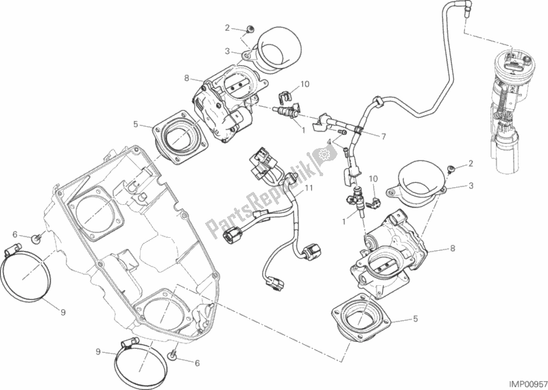 All parts for the Throttle Body of the Ducati Multistrada 1200 Enduro Touring USA 2017